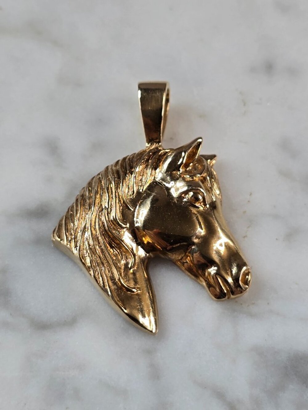 Womens Vintage Estate 14K Yellow Gold Horse Pendant 6.7g E7217